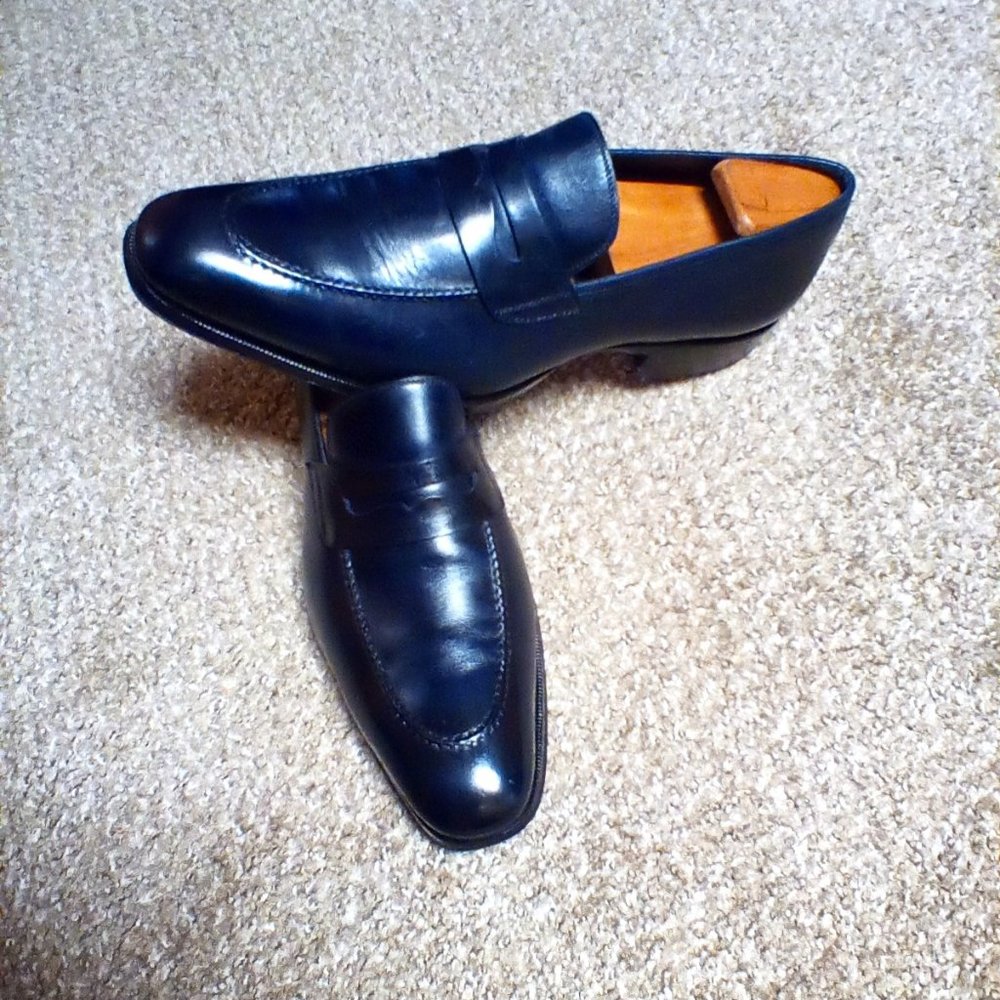 TOM FORD Leather Navy Penny Loafer